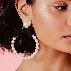 For Love and Lemons Bowtie Pearl Hoop Earrings 🍋